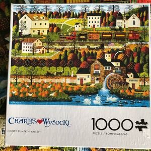 Charles Wysocki 1000 piece puzzle complete with poster “honey pumpkin valley”